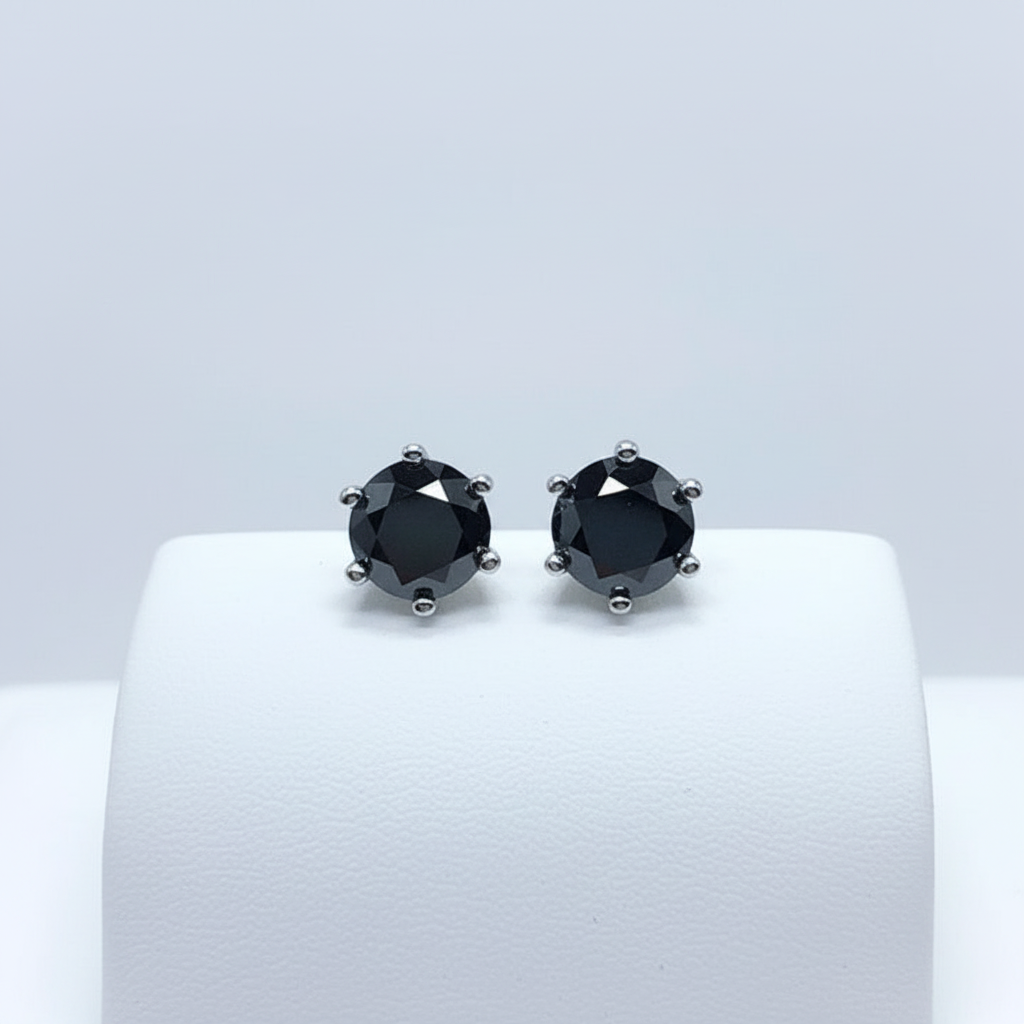 Round Black Diamond Stud Earrings-Black Diamonds New York
