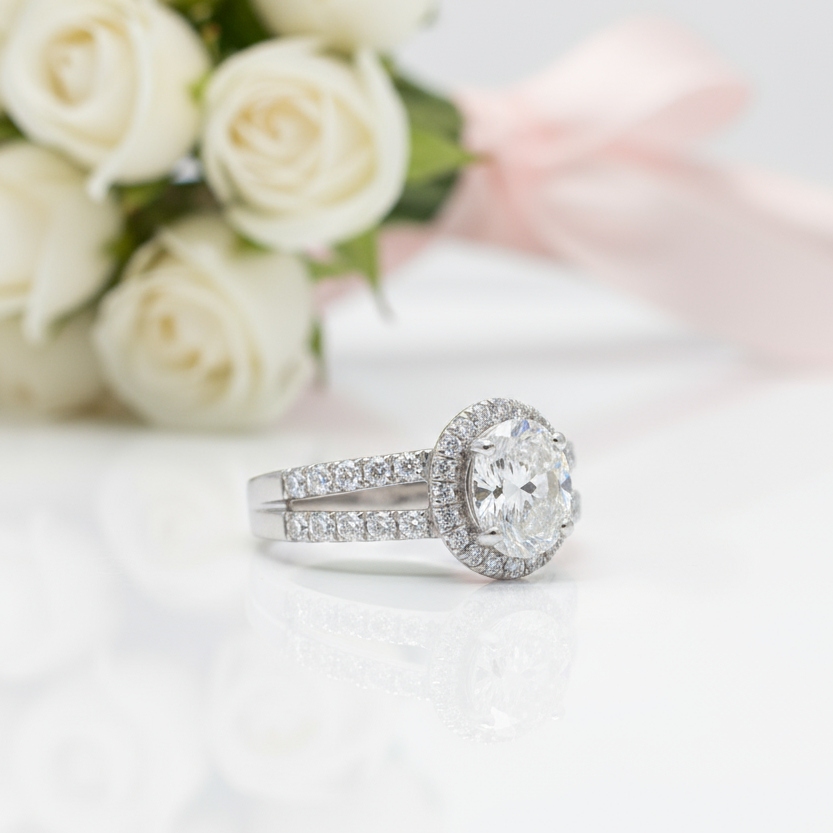 2 Carat Round Cut Diamond Split Shank Engagement Ring-Black Diamonds New York