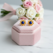 Blooming Lotus Stud Earrings-Black Diamonds New York