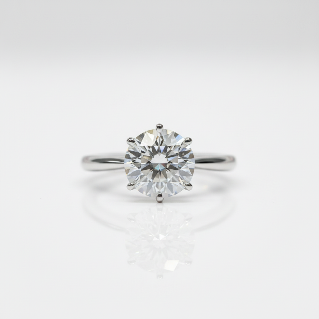 2.0 Ct Round Cut Diamond Option Classic Six Claws Engagement Ring-Black Diamonds New York
