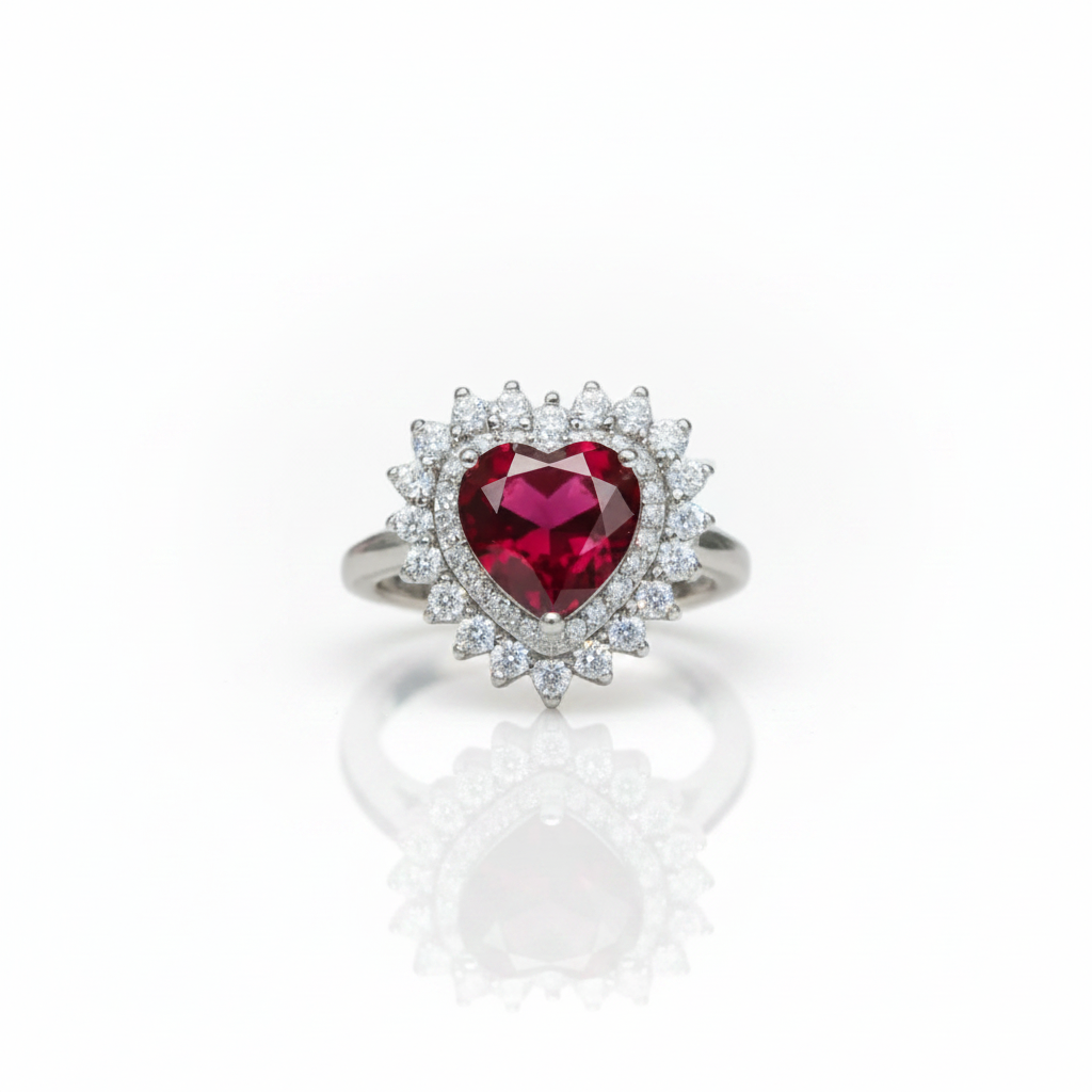 Ruby 925 Sterling Silver Ring-Black Diamonds New York