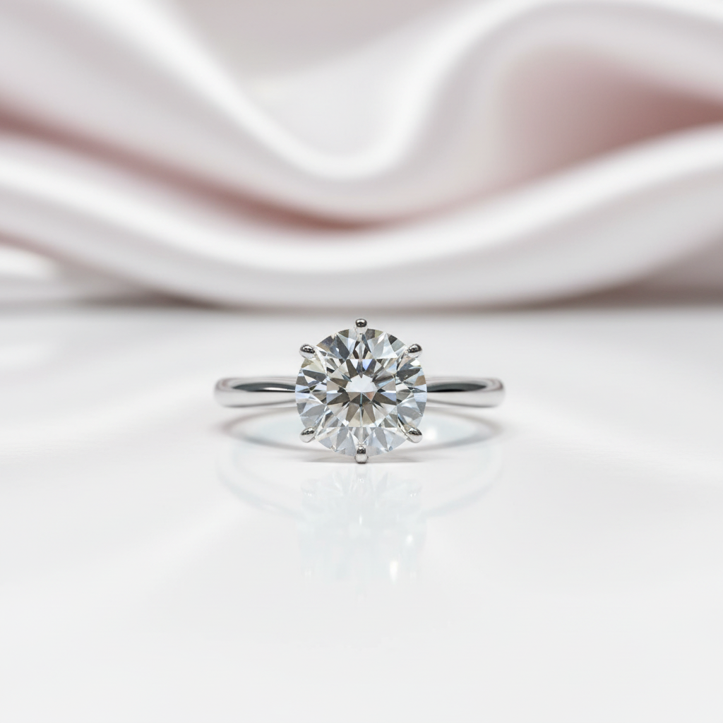 2.0 Ct Round Cut Diamond Option Classic Six Claws Engagement Ring-Black Diamonds New York