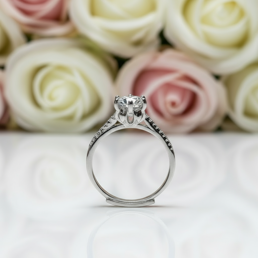 1.0 Ct 6.5mm Round Cut D Color Diamond Engagement Ring-Black Diamonds New York