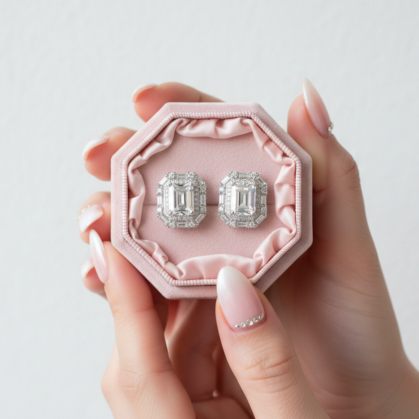 2.0 Ct Emerald Cut Diamond Stud Earrings-Black Diamonds New York