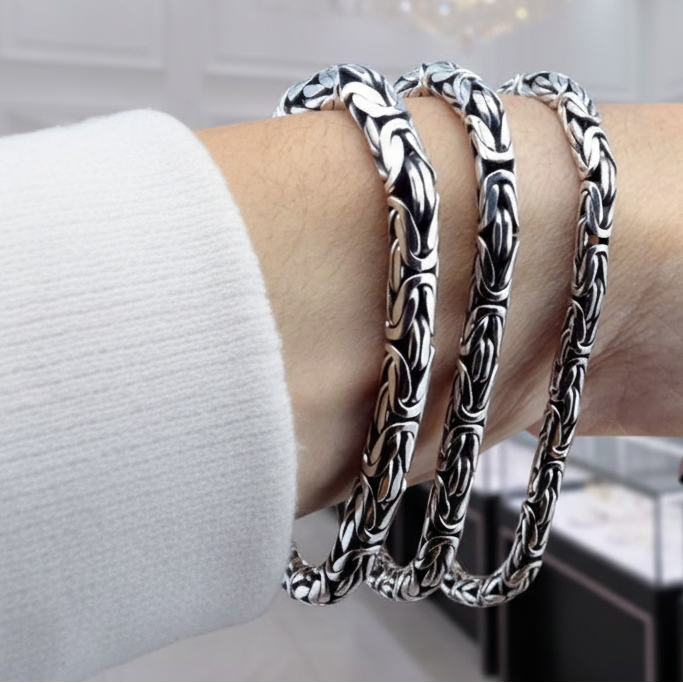 Vintage Dragon Chain Gothic Bracelet-Black Diamonds New York