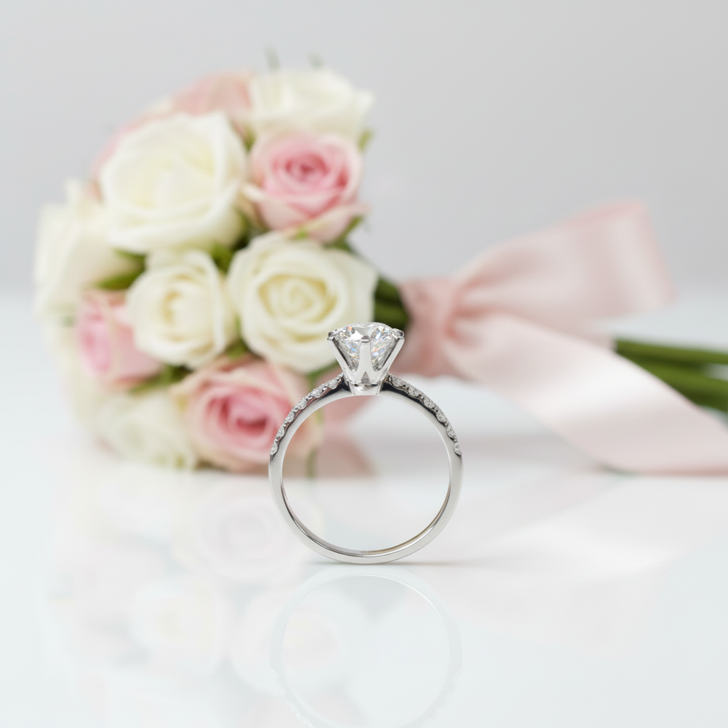 1.0 Ct Round Cut D Color Diamond Option 6 Prong Engagement Ring-Black Diamonds New York