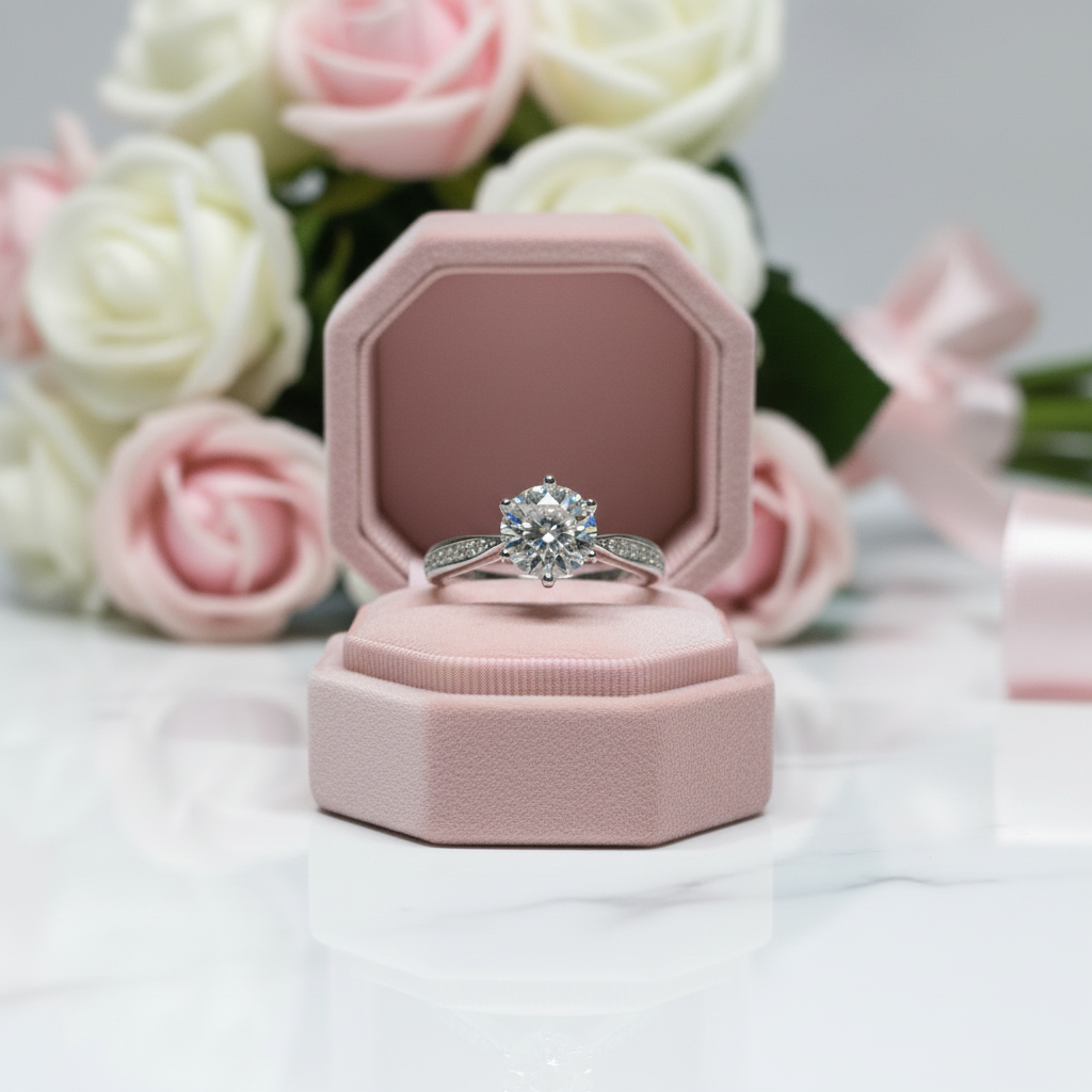 1.0 Ct Round Cut Diamond Option Engagement Ring-Black Diamonds New York