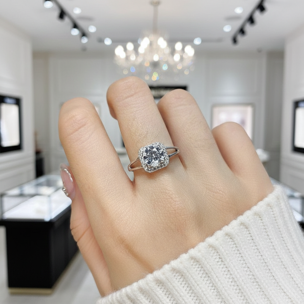1.0 Ct Round Cut Diamond Option Split Shank Engagement Ring-Black Diamonds New York