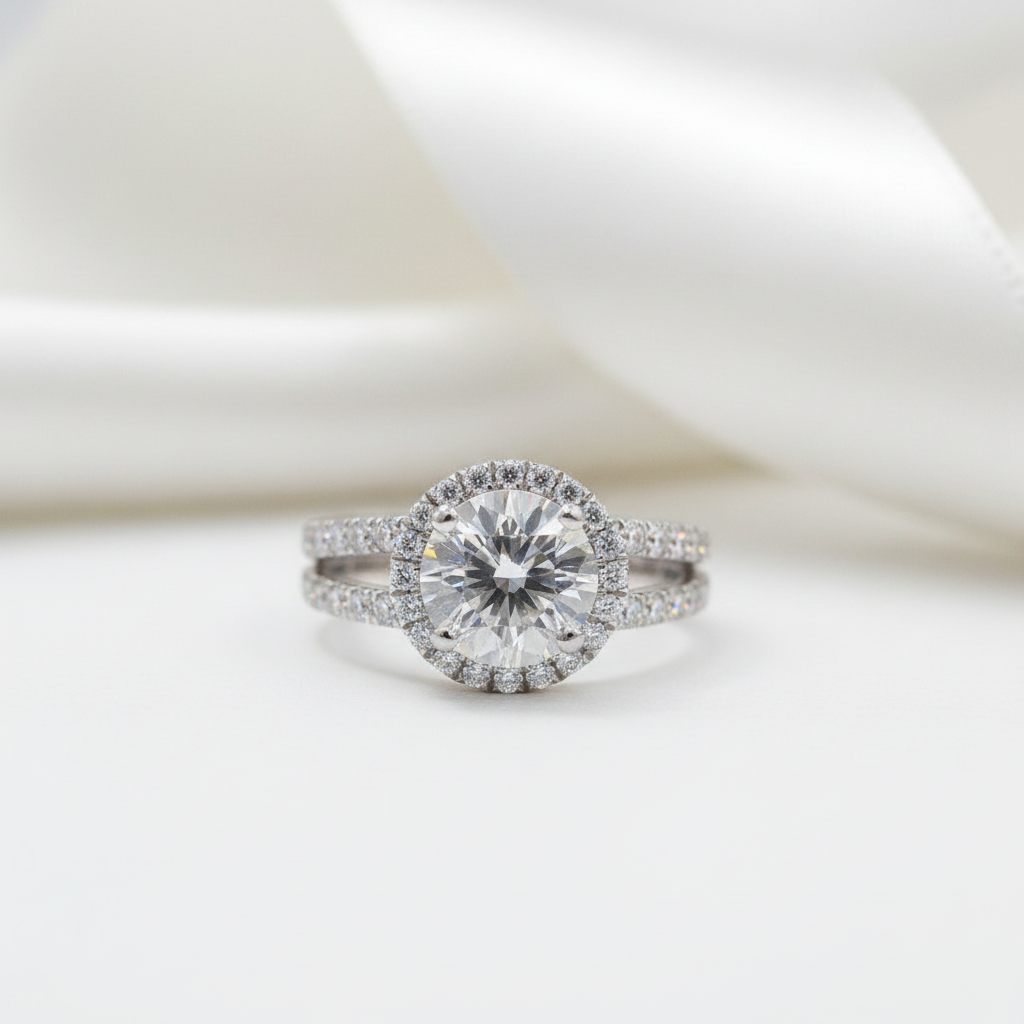 2 Carat Round Cut Diamond Option Split Shank Engagement Ring-Black Diamonds New York