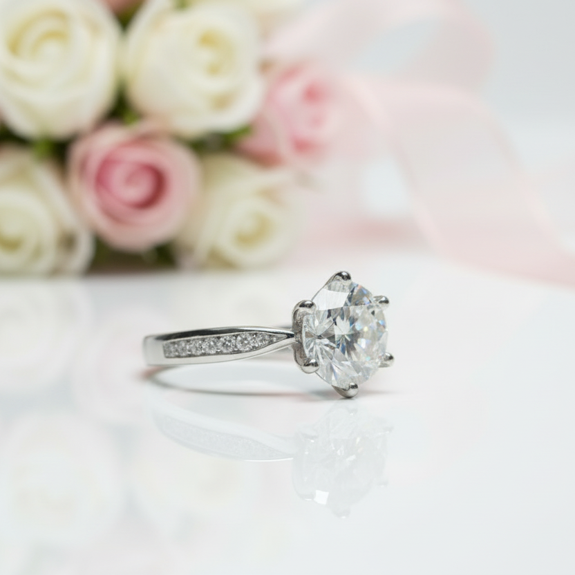 1.0 Ct Round Cut Diamond Option Engagement Ring-Black Diamonds New York