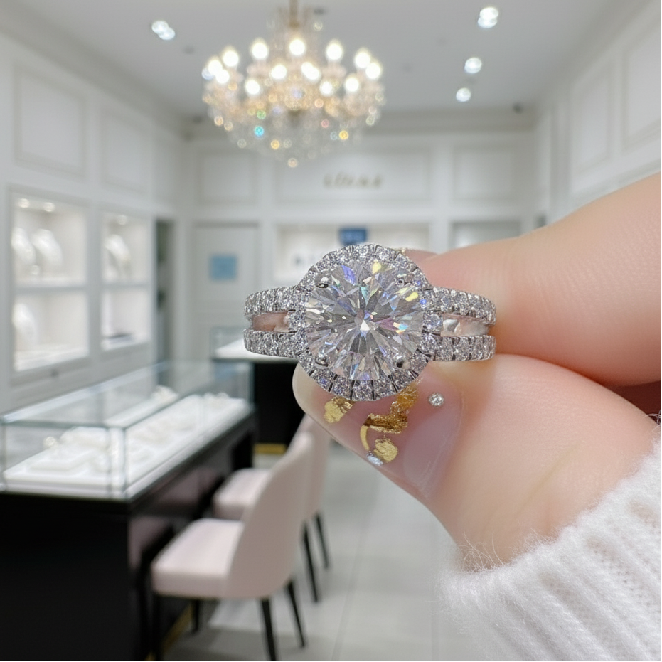 2 Carat Round Cut Diamond Split Shank Engagement Ring-Black Diamonds New York