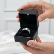 Laser Engraving Damascus Pattern Dome Band-Black Diamonds New York