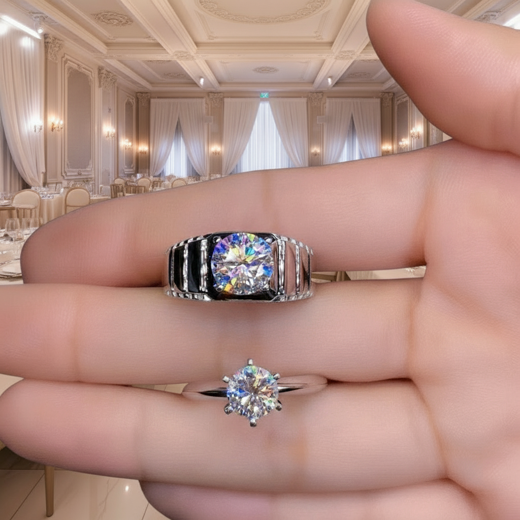 Exquisite Classic Diamond Couple Ring-Black Diamonds New York