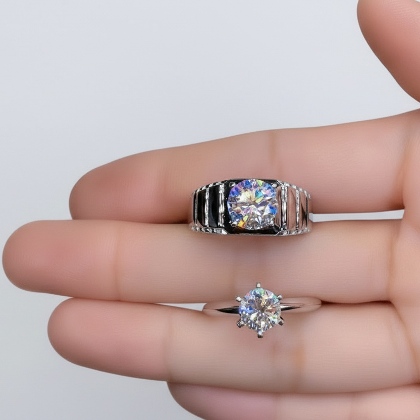 Exquisite Classic Diamond Couple Ring-Black Diamonds New York