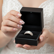 Laser Engraving Damascus Pattern Dome Band-Black Diamonds New York