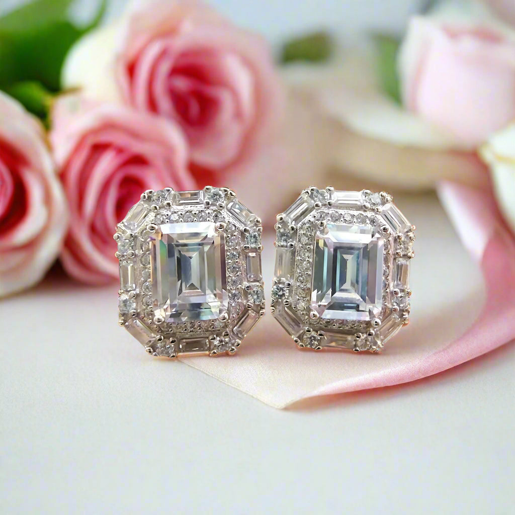 2.0 Ct Emerald Cut Diamond Stud Earrings-Black Diamonds New York