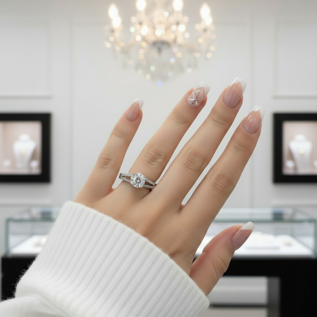 2.0 Ct Round Cut D Color Diamond Option Engagement Ring-Black Diamonds New York