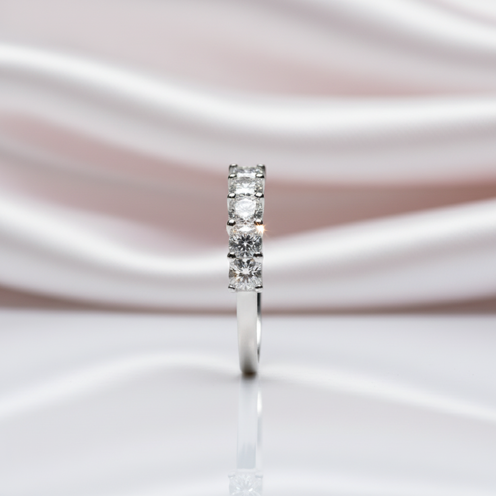 0.7 Ct Round Cut 7 Pieces Diamond Option Wedding Band-Black Diamonds New York