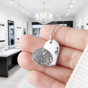 Fingerprint Heart Shape Necklace-Black Diamonds New York