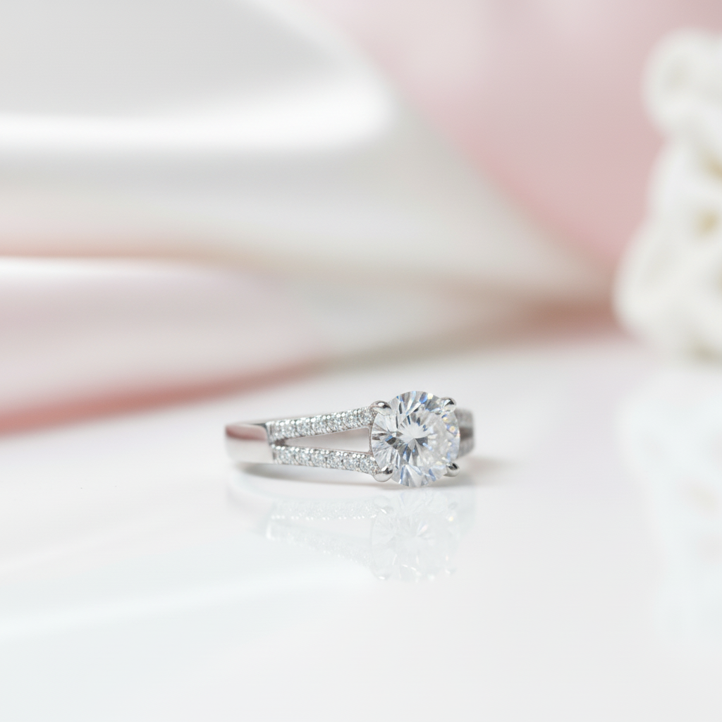 2.0 Ct Round Cut D Color Diamond Option Engagement Ring-Black Diamonds New York