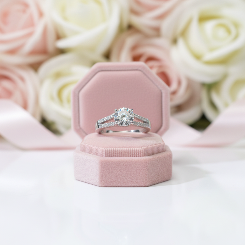 2.0 Ct Round Cut D Color Diamond Option Engagement Ring-Black Diamonds New York