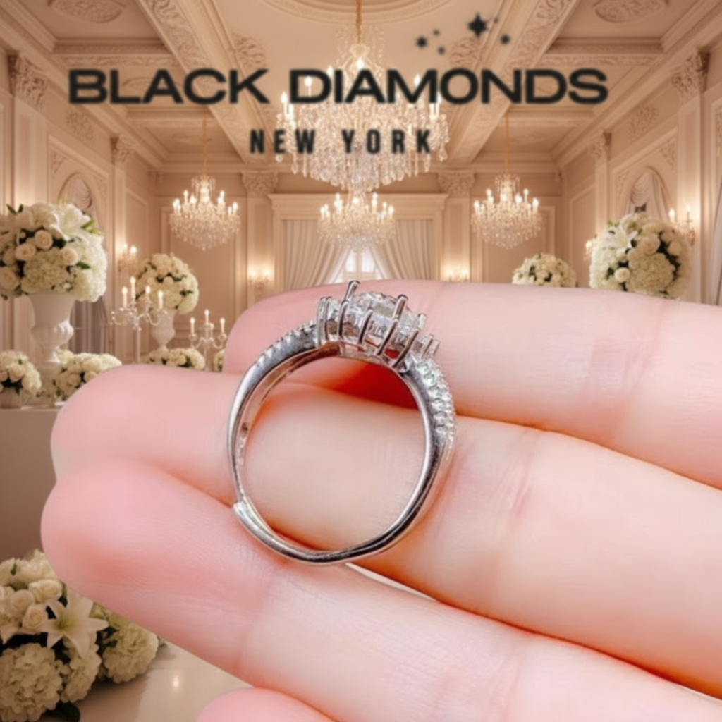 1.5 Ct Oval Cut Crackling Diamond Option Engagement Ring-Black Diamonds New York