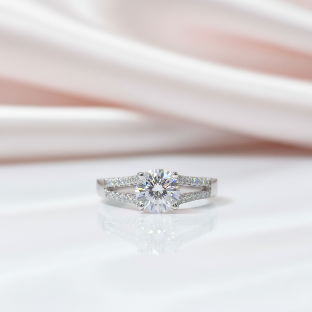 2.0 Ct Round Cut D Color Diamond Option Engagement Ring-Black Diamonds New York