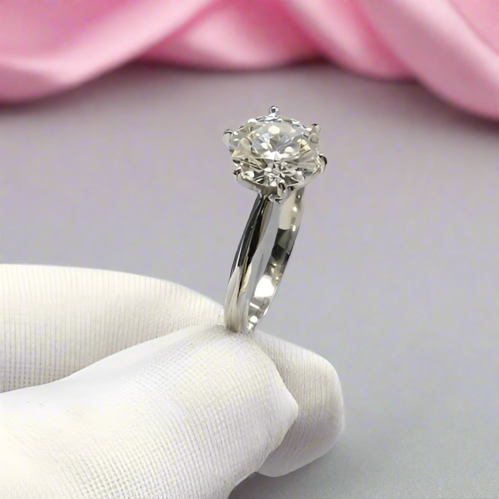 2.0 Ct Round Cut Diamond Classic Six Claws Engagement Ring-Black Diamonds New York