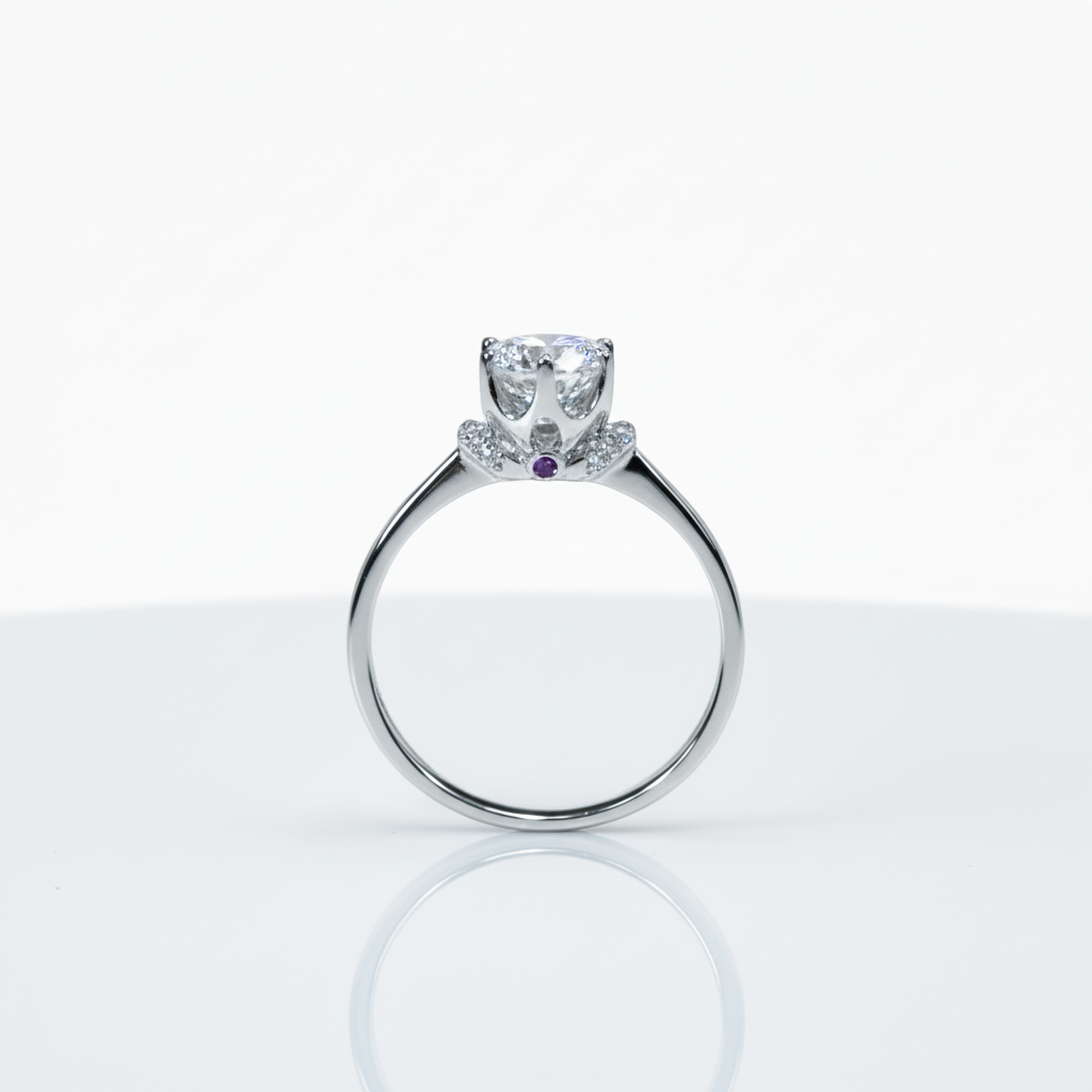 1.0 Ct Round Cut Diamond Option Love Crown Engagement Ring-Black Diamonds New York