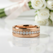 Diamond Option Inlay Beveled Edges Black 10k Gold Men's Wedding Band-Black Diamonds New York