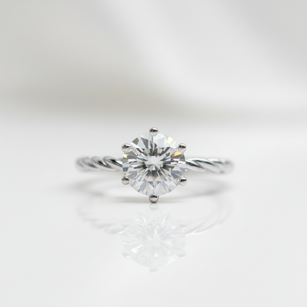 1.0 Ct Round Cut Diamond Option Creative Rope Shape Engagement Ring-Black Diamonds New York