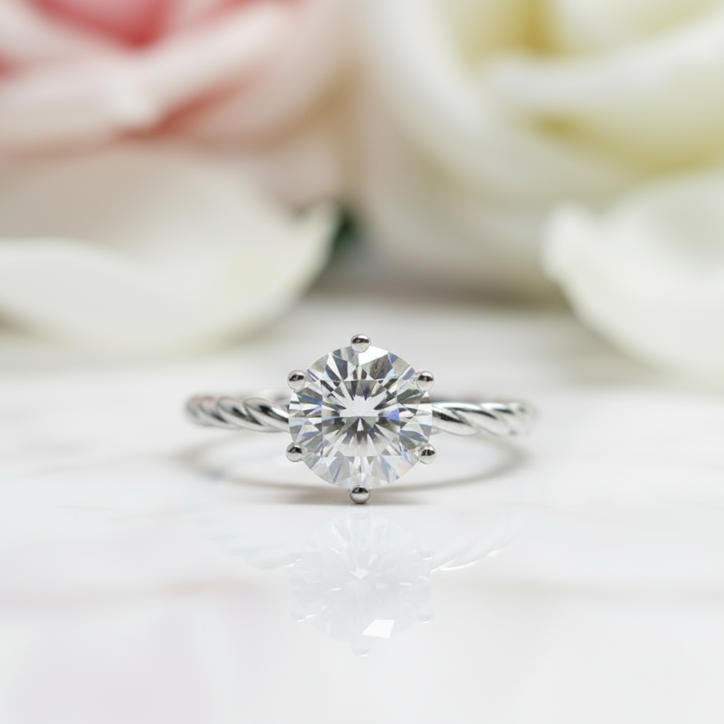 1.0 Ct Round Cut Diamond Creative Rope Shape Engagement Ring-Black Diamonds New York