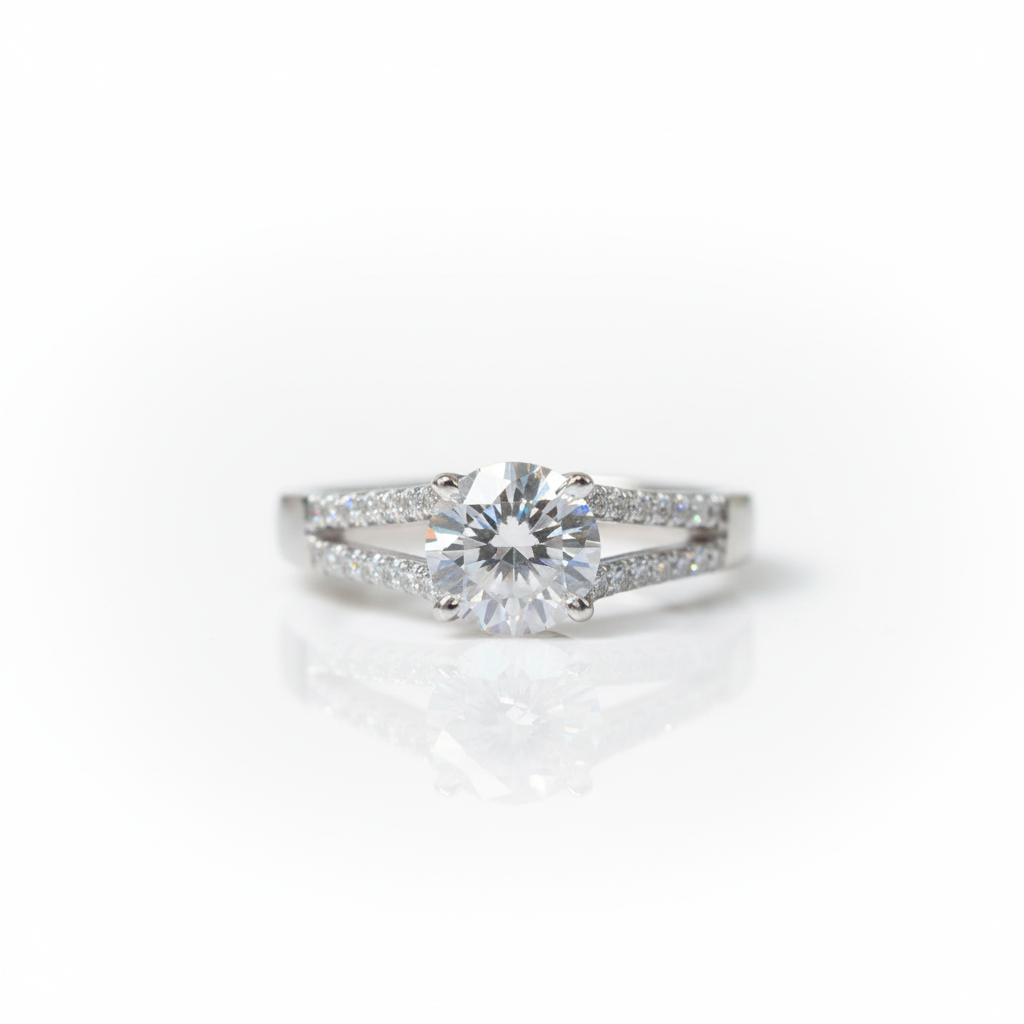 2.0 Ct Round Cut D Color Diamond Option Engagement Ring-Black Diamonds New York
