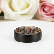 8mm Tungsten Steel Shell And Antler Inner Wedding Band-Black Diamonds New York
