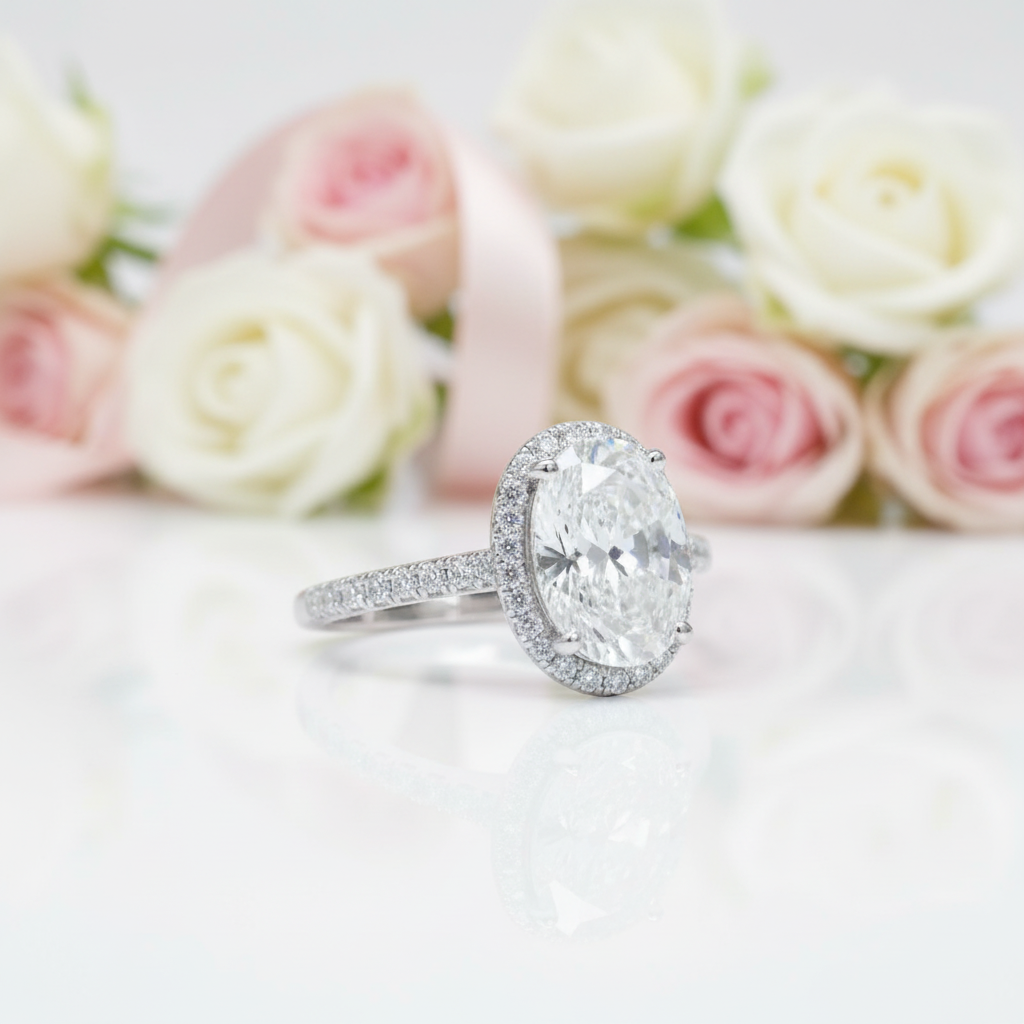 2.0 Ct Excellent Oval Cut Sparkling Diamond Option Engagement Ring-Black Diamonds New York