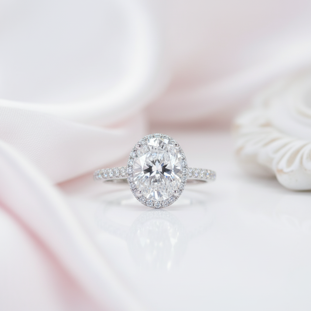 2.0 Ct Excellent Oval Cut Sparkling Diamond Option Engagement Ring-Black Diamonds New York