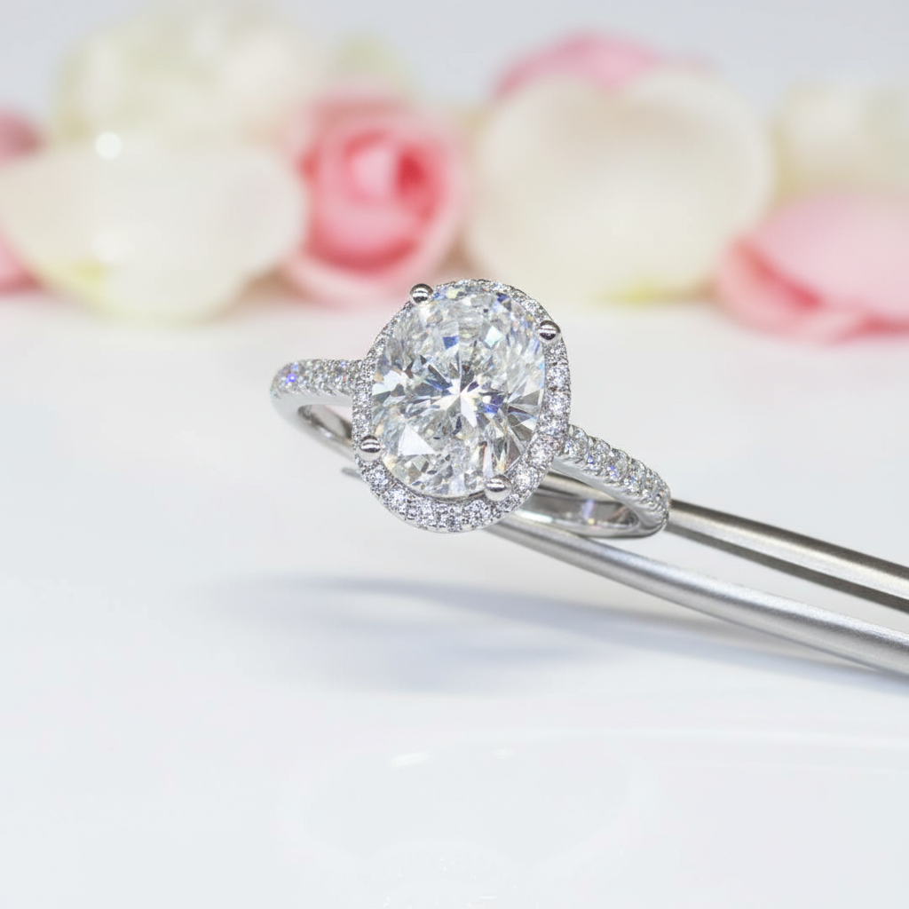 2.0 Ct Excellent Oval Cut Sparkling Diamond Engagement Ring-Black Diamonds New York