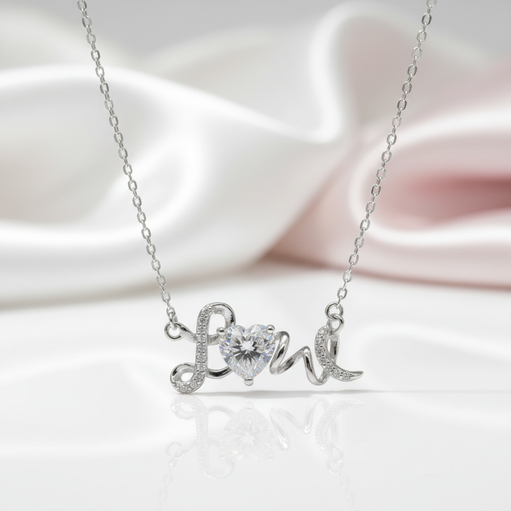 Diamond Option Love Shaped Pendant Necklace-Black Diamonds New York