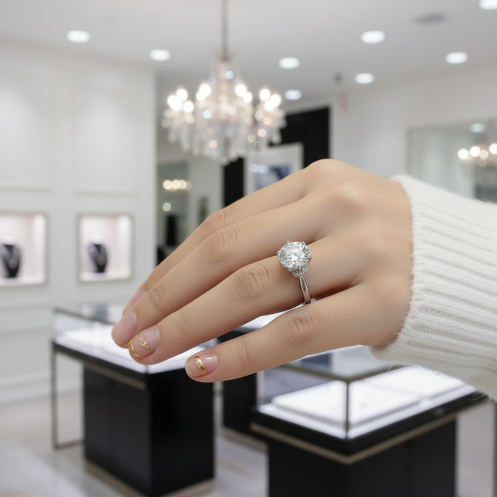 1.0 Ct Round Cut Diamond Option Love Crown Engagement Ring-Black Diamonds New York