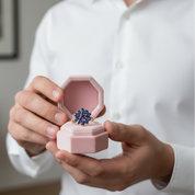 Dark Blue Sapphire Flower Ring-Black Diamonds New York
