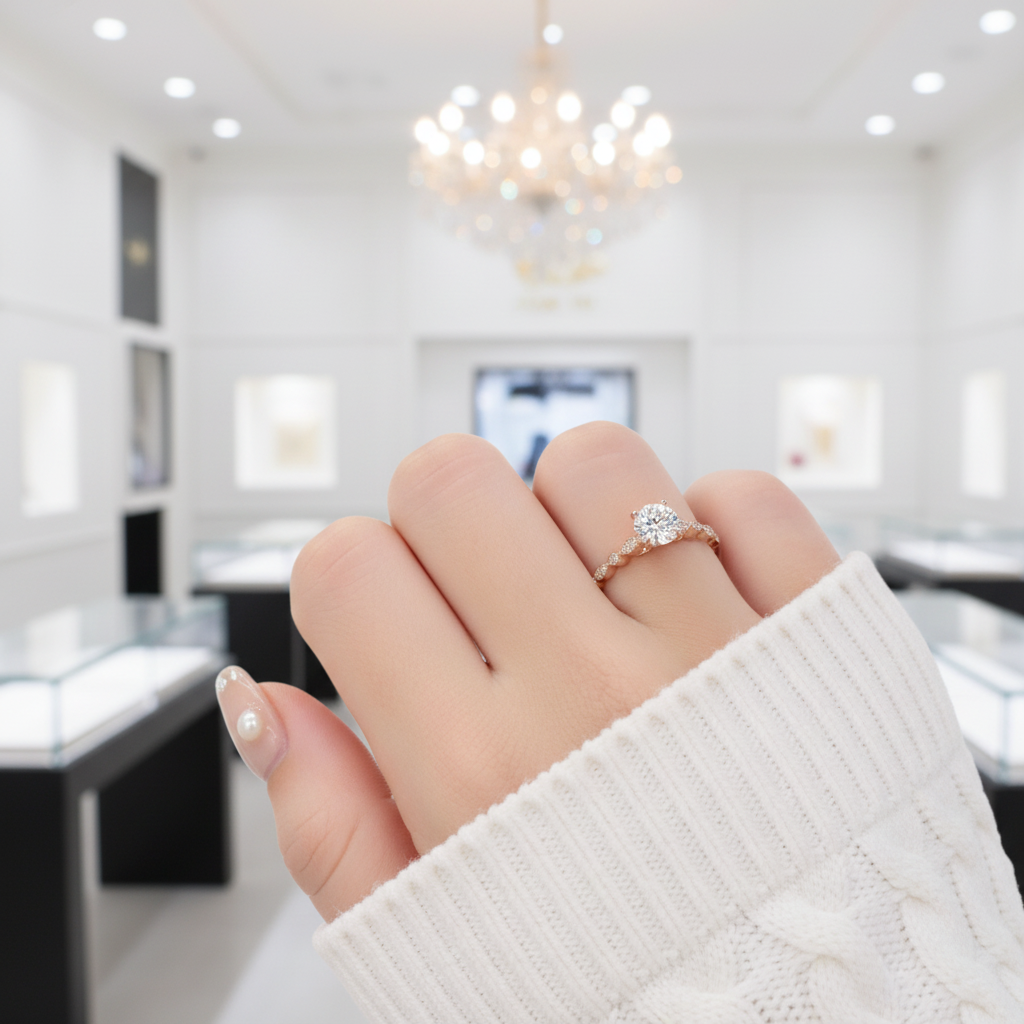 14k Rose Gold 1.0 Ct Round Cut Diamond Option Engagement Ring-Black Diamonds New York