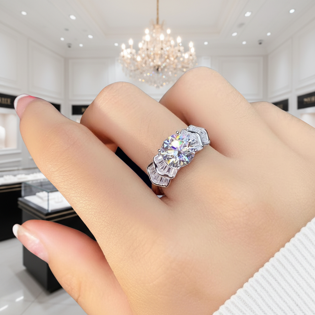 8*8mm Crackling Diamond Option Engagement Ring-Black Diamonds New York