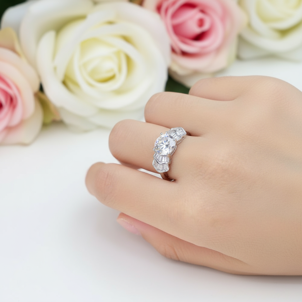 8*8mm Crackling Diamond Engagement Ring-Black Diamonds New York