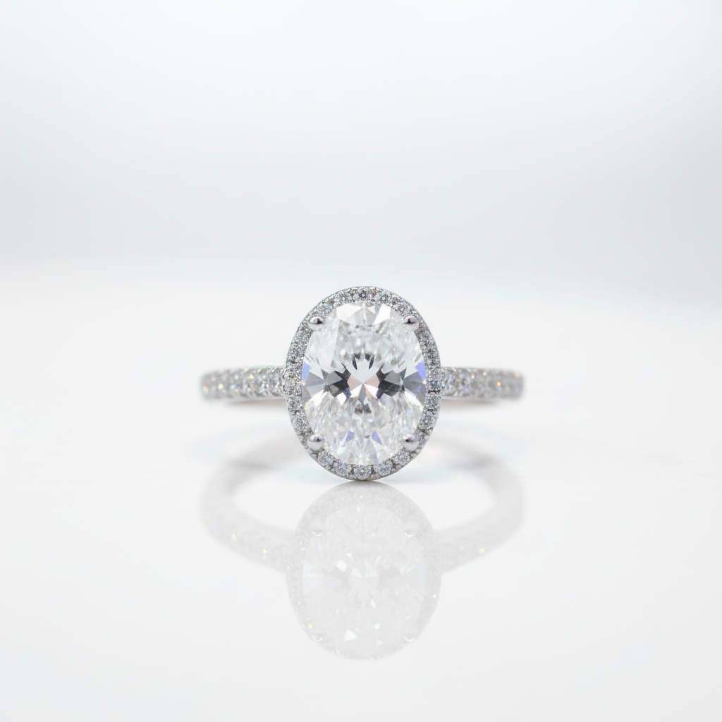 2.0 Ct Excellent Oval Cut Sparkling Diamond Option Engagement Ring-Black Diamonds New York