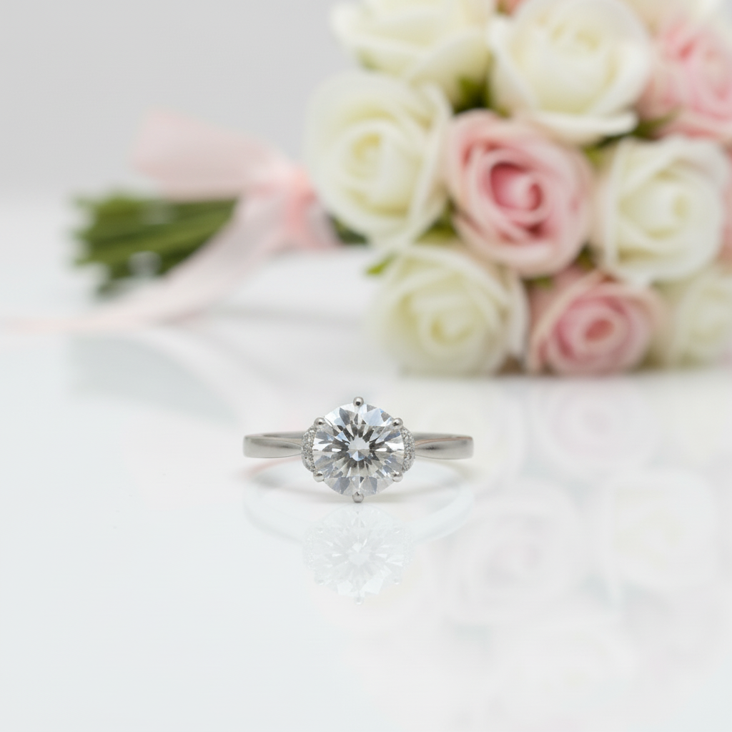 1.0 Ct Round Cut Diamond Option Love Crown Engagement Ring-Black Diamonds New York