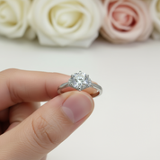 1.0 Ct Round Cut Diamond Love Crown Engagement Ring-Black Diamonds New York