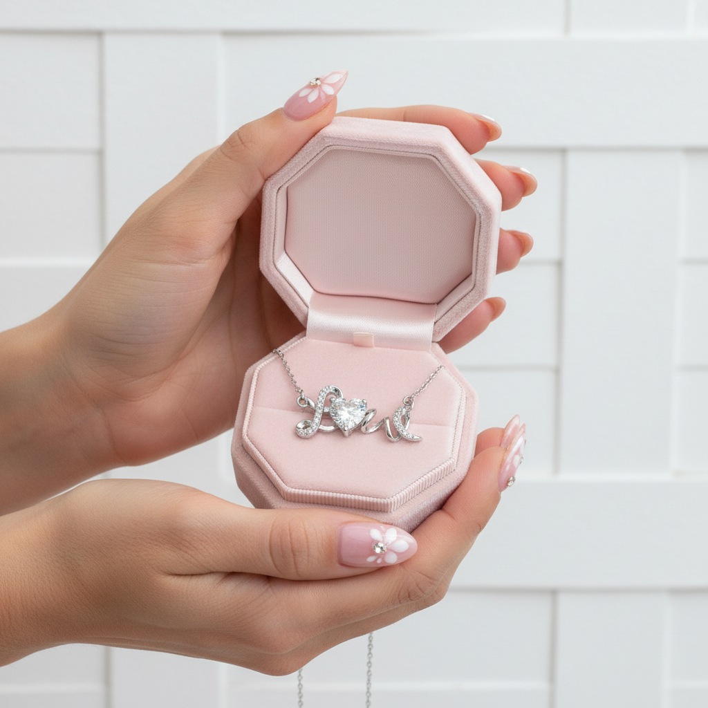 Diamond Option Love Shaped Pendant Necklace-Black Diamonds New York