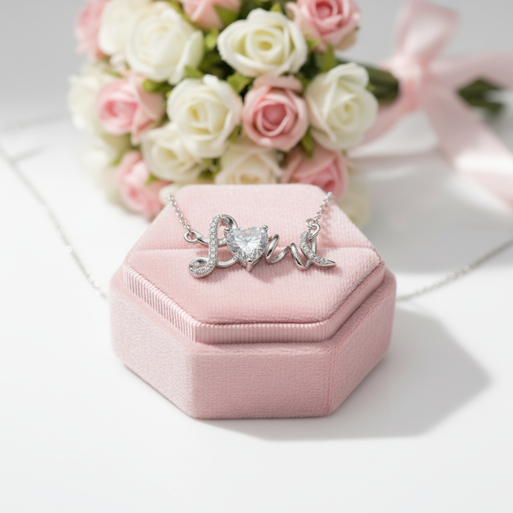 Diamond Option Love Shaped Pendant Necklace-Black Diamonds New York