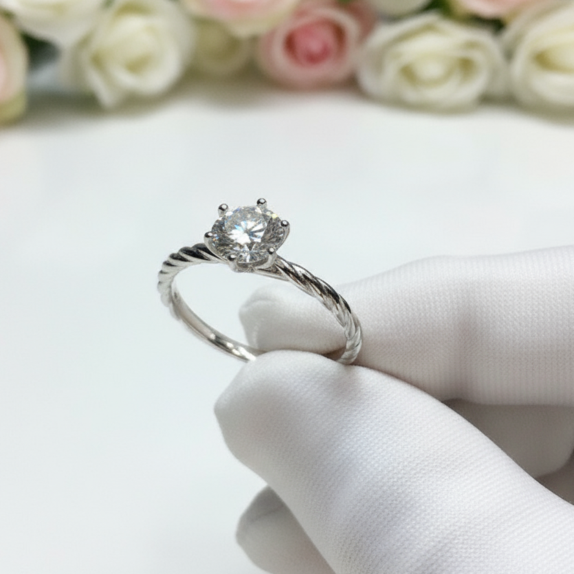 1.0 Ct Round Cut Diamond Creative Rope Shape Engagement Ring-Black Diamonds New York