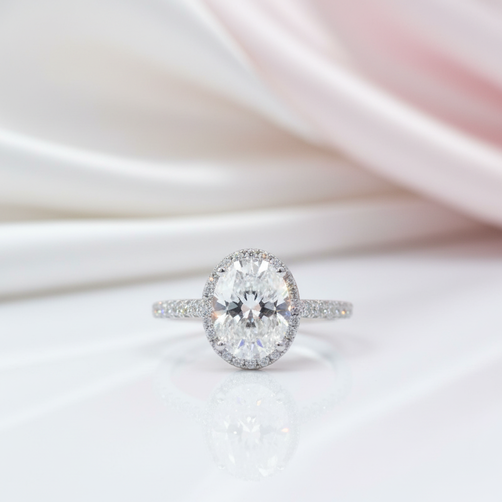 2.0 Ct Excellent Oval Cut Sparkling Diamond Option Engagement Ring-Black Diamonds New York